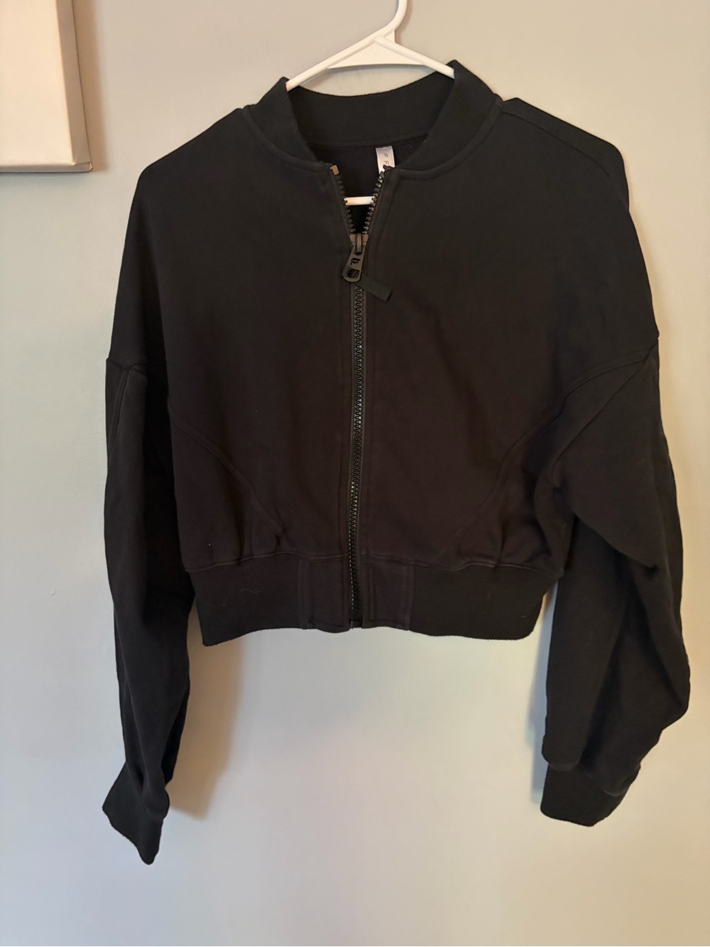 Fabletics Year Round Terry Cropped Bomber Jacket Black Women'sXS
